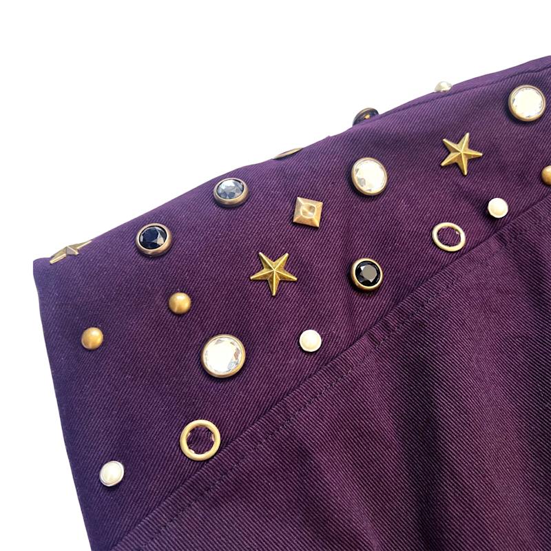 Thumbnail of Studded Burgundy Sleeveless Bomber Jacket image