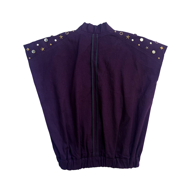 Thumbnail of Studded Burgundy Sleeveless Bomber Jacket image