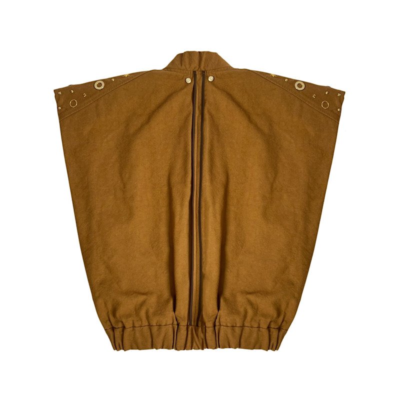 Thumbnail of Studded Tan Brown Sleeveless Bomber Jacket image