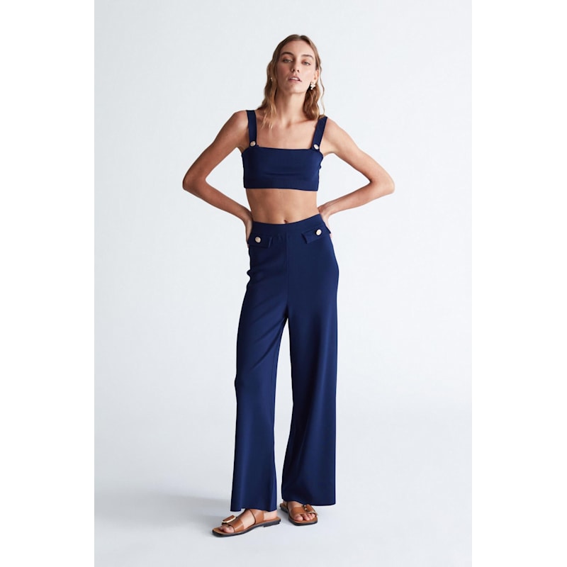 Thumbnail of Marlene Trouser Button Detailed Knit Pants In Navy image