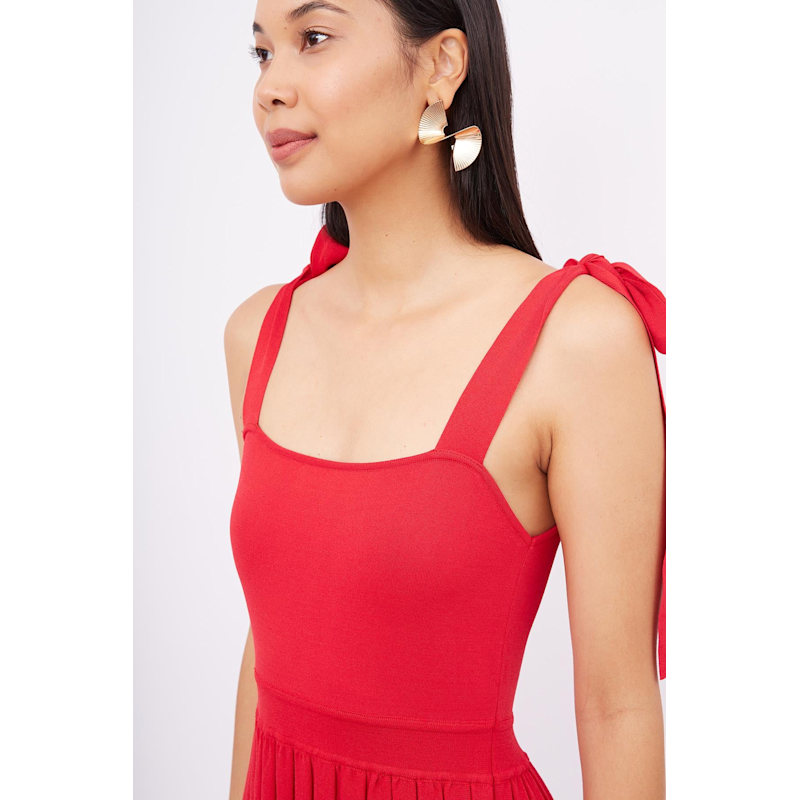 Thumbnail of Kelly Strappy Midi Knit Sundress In Red image