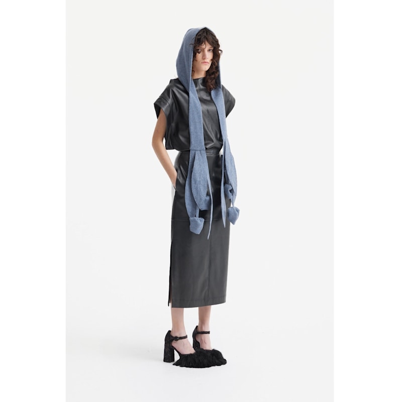 Stylish Sleeveless Faux Leather Dress Black | Julia Allert | Wolf & Badger
