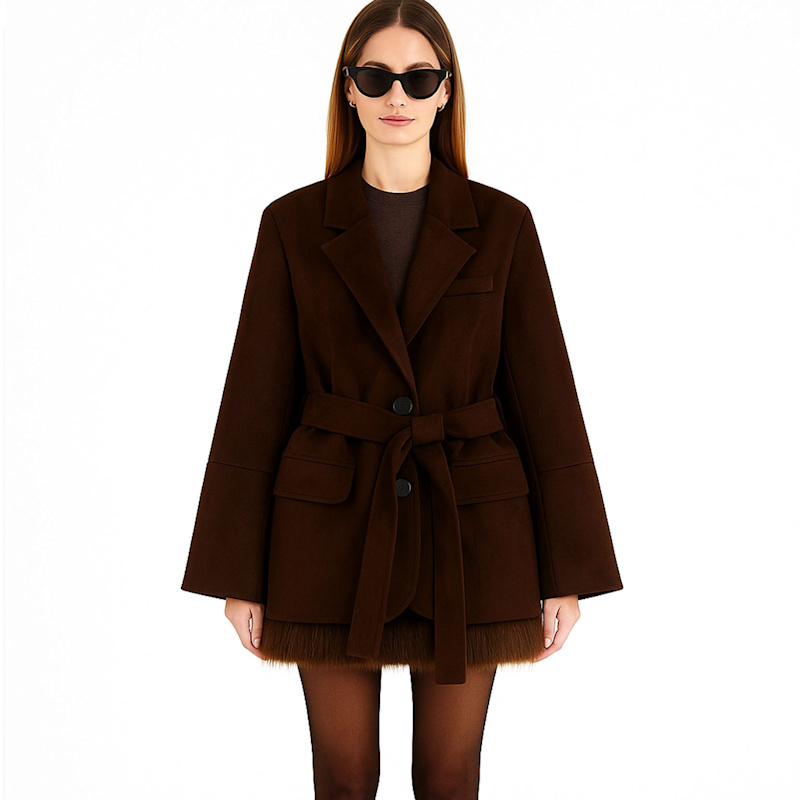 Thumbnail of Suede Belted Jacket Coat image