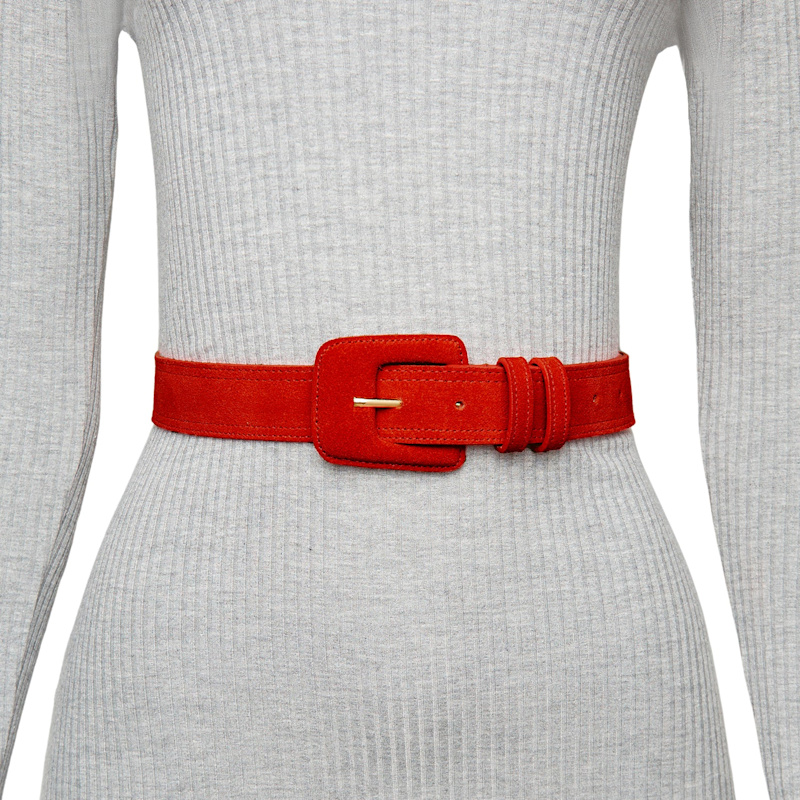 Thumbnail of Suede Rectangle Buckle Belt - Red image