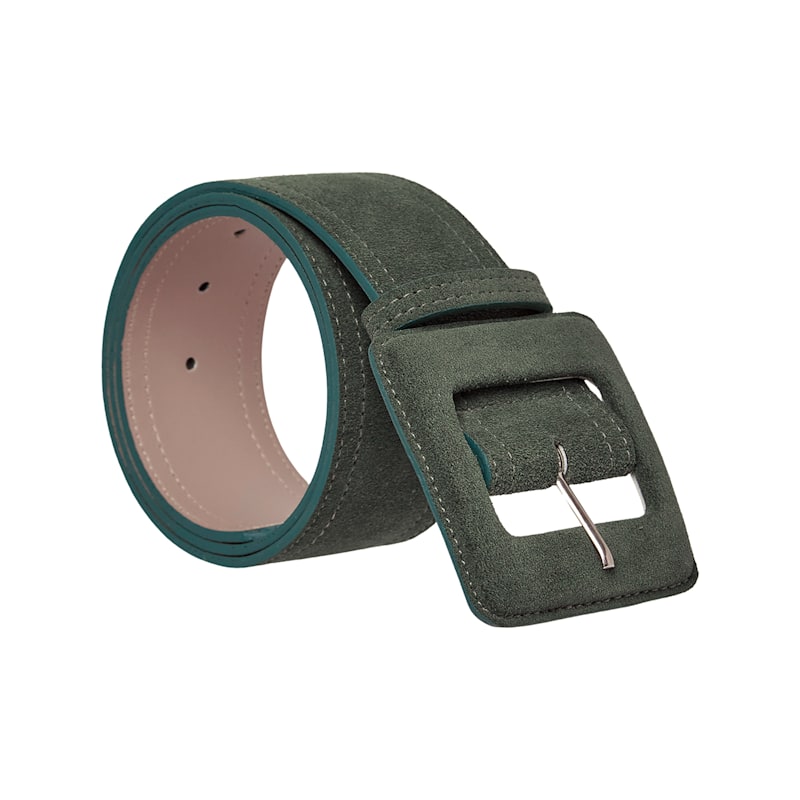 Thumbnail of Suede Square Buckle Belt - Army Green image
