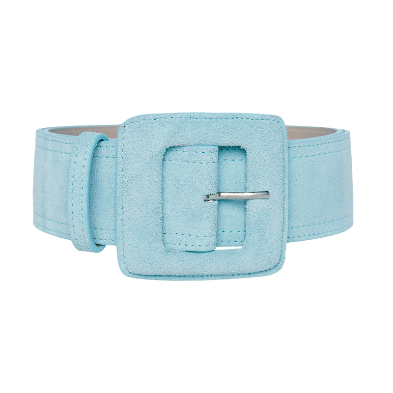 Suede Square Buckle Belt - Baby Blue | BeltBe | Wolf & Badger
