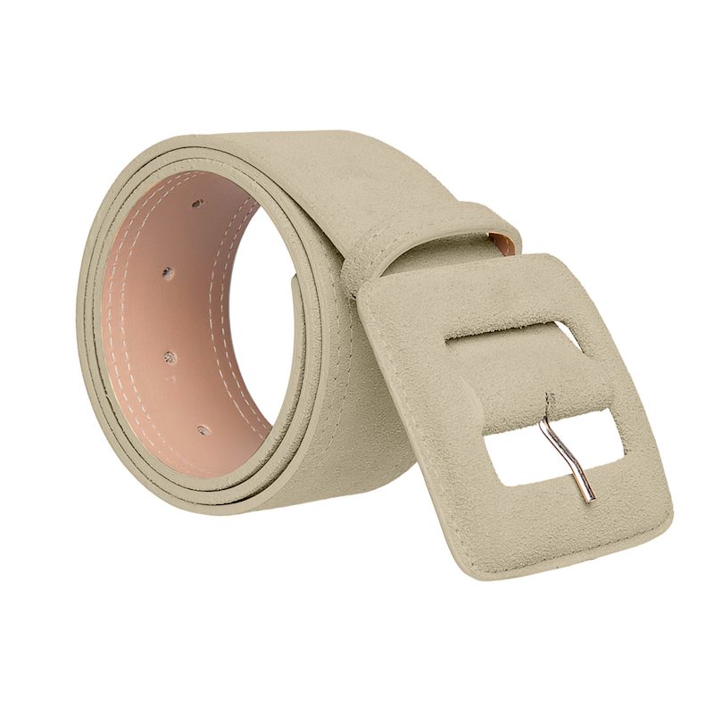 Thumbnail of Suede Square Buckle Belt - Cream image