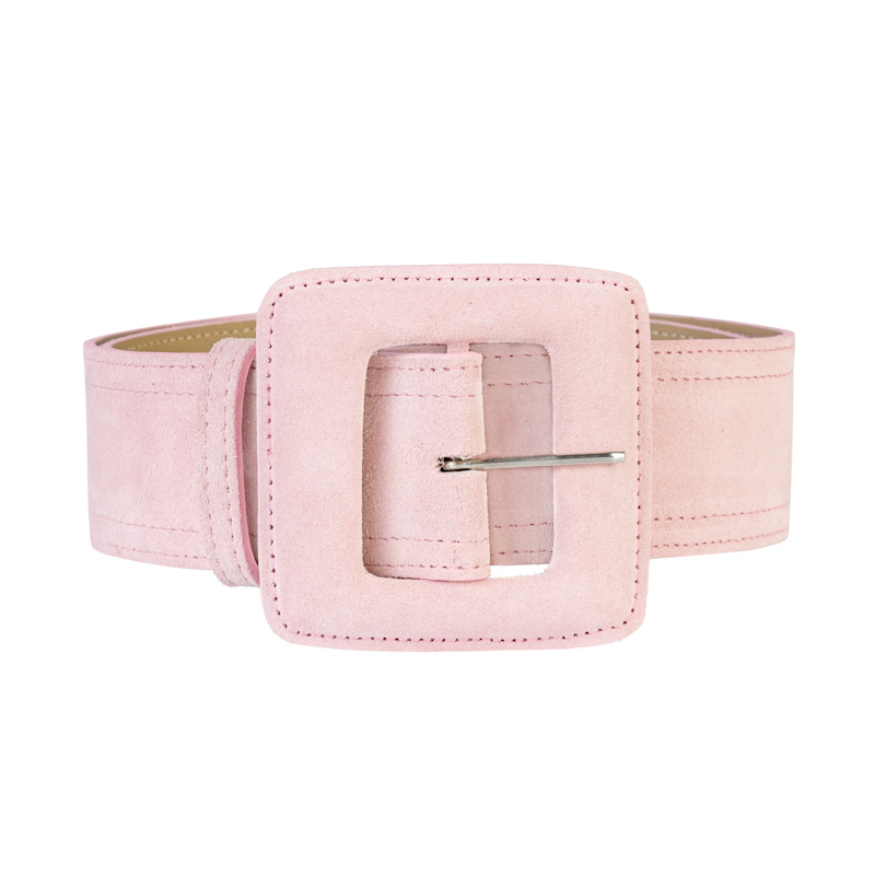 Thumbnail of Suede Square Buckle Belt - Blush Pink image