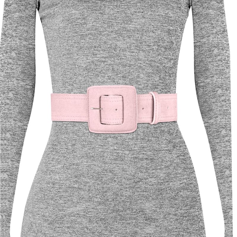 Thumbnail of Suede Square Buckle Belt - Blush Pink image