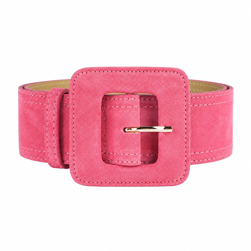 Thumbnail of Suede Square Buckle Belt - Bubblegum Pink image