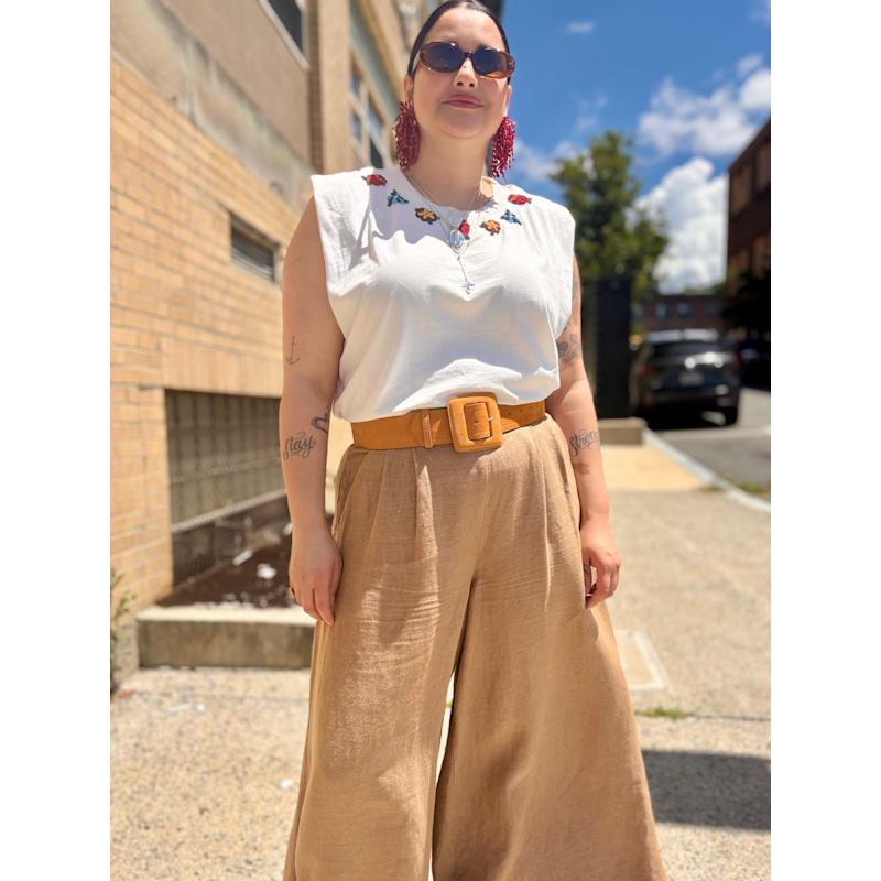 Thumbnail of Suede Square Buckle Belt - Dark Mustard image