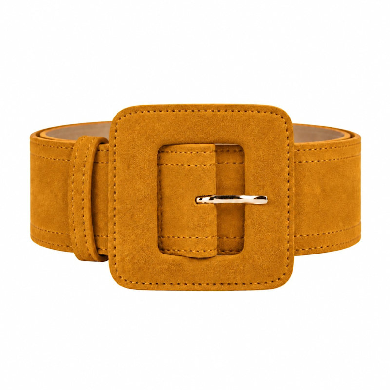 Thumbnail of Suede Square Buckle Belt - Dark Mustard image