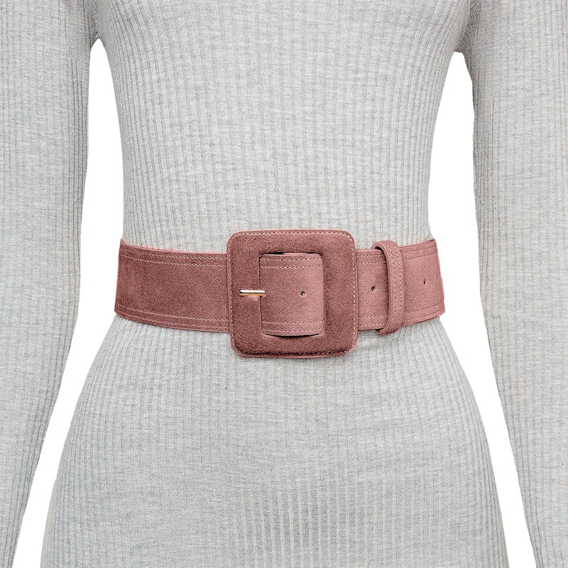 Thumbnail of Suede Square Buckle Belt - Dusty Rose image