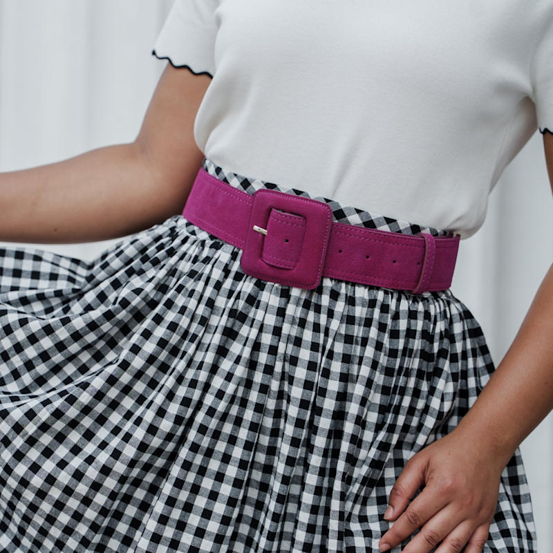 Thumbnail of Suede Square Buckle Belt - Fuchsia image
