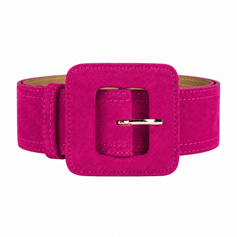 Thumbnail of Suede Square Buckle Belt - Fuchsia image
