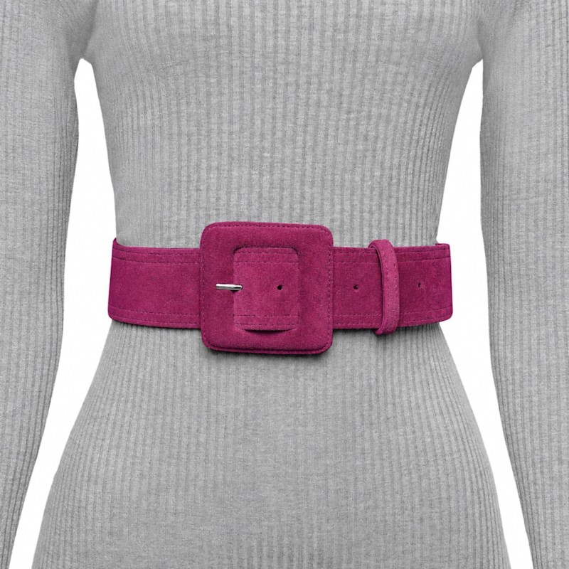 Thumbnail of Suede Square Buckle Belt - Fuchsia image