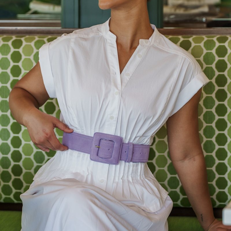 Thumbnail of Suede Square Buckle Belt - Lavender image