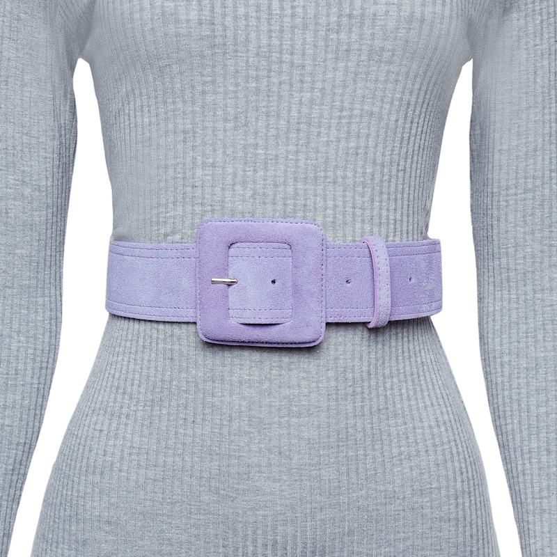 Thumbnail of Suede Square Buckle Belt - Lavender image