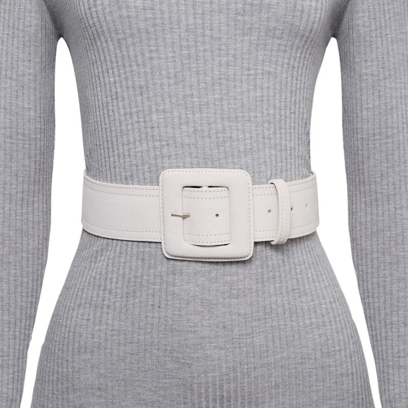 Suede Square Buckle Belt - Off White | BeltBe | Wolf & Badger