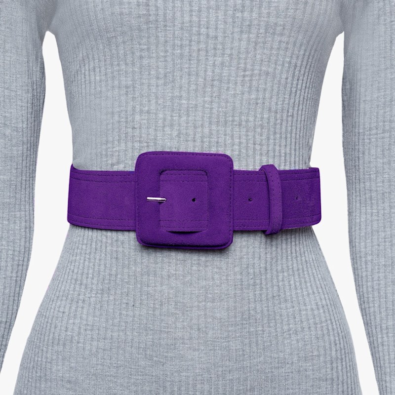 Thumbnail of Suede Square Buckle Belt - Purple image