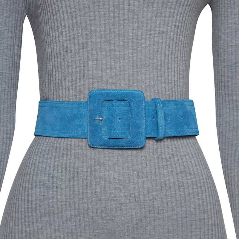 Thumbnail of Suede Square Buckle Belt - Sky Blue image