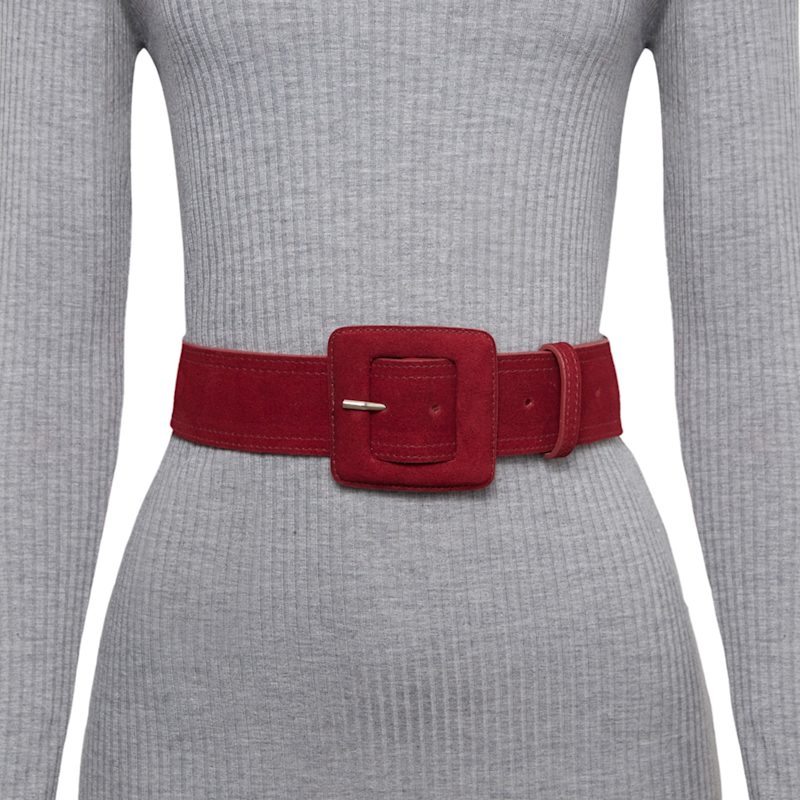 Thumbnail of Suede Square Buckle Belt - Wine image