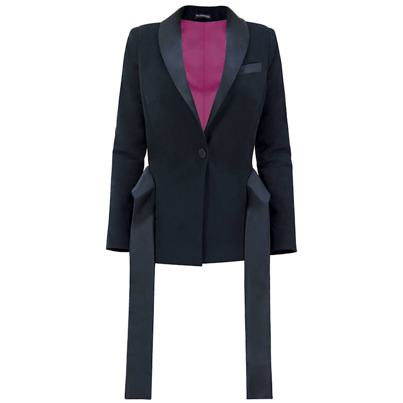 Thumbnail of Suit It Up Classic Blazer With Satin Details - Black image