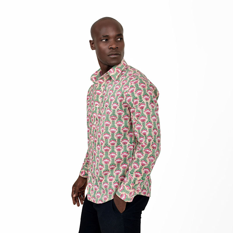 Thumbnail of Sukari Kichaka Hand Block Print Cotton Long Sleeved Floral Shirt image