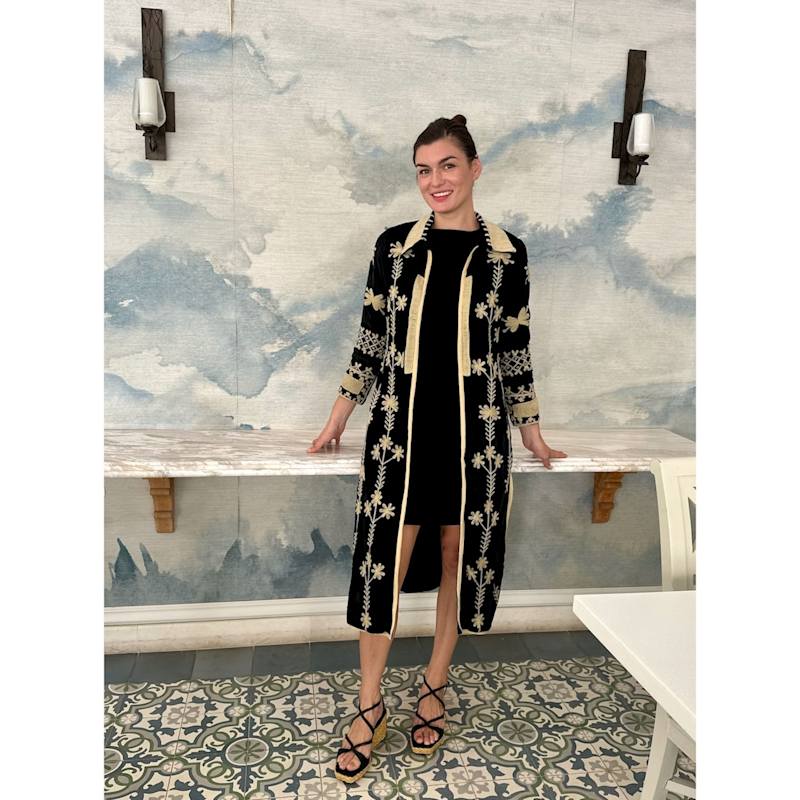 Suki Black Velvet Coat Dress | Antra Designs | Wolf & Badger