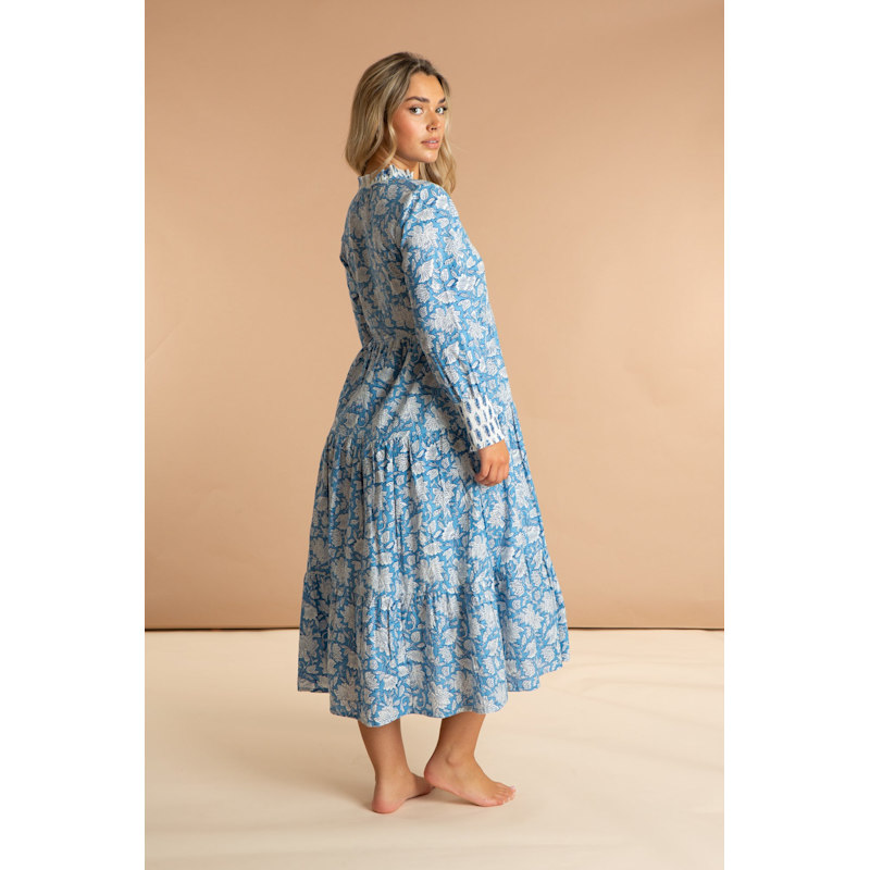 Inara Indian Cotton China Paisley Dress - Blue
