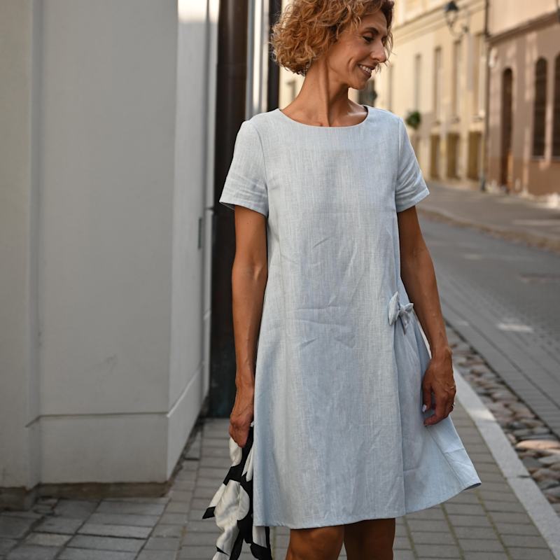 linen swing dress Nautical Navy & White S 6-8 Online Clothing Store. 100% European Linen Sleeveless Swing