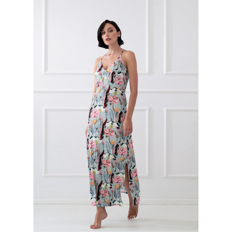 Women's Blue Summer Maxi Dress, Open Back, Adjustable Straps | Medium | Oh!Zuza Night&Day