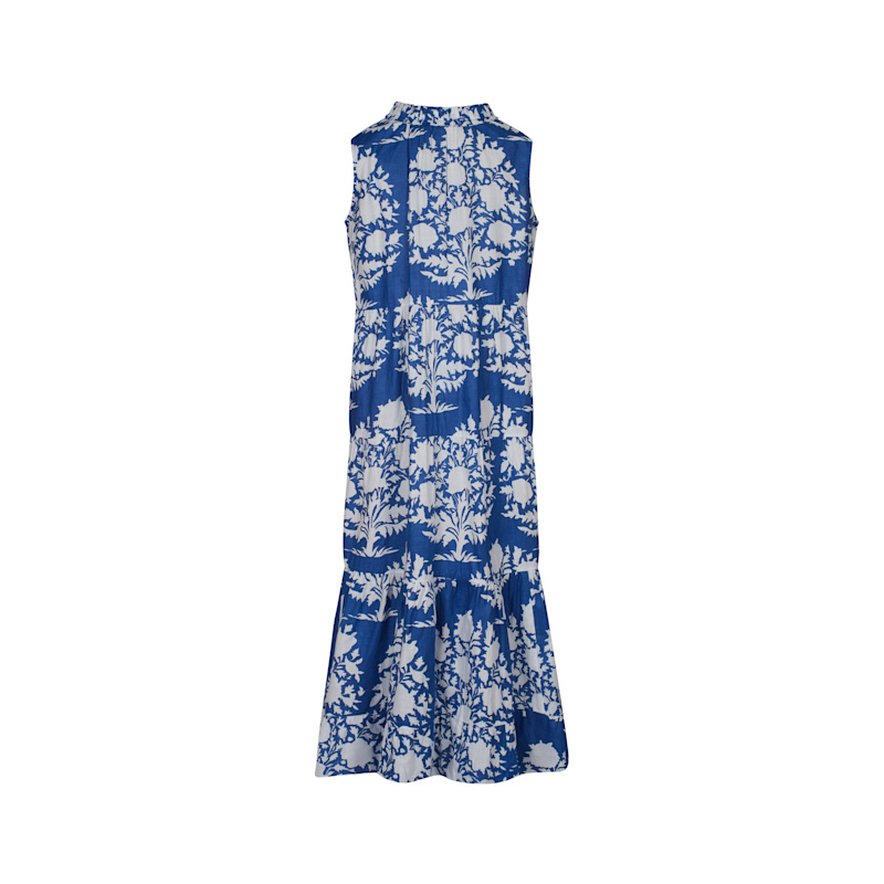 blue and white ikat dress White and Blue Handwoven Ikat Fit and Flare Dress