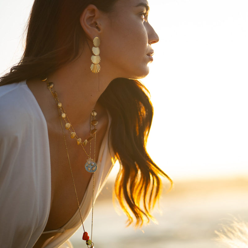 Thumbnail of Sun Kissed Seashell Energy Earrings - Gold image
