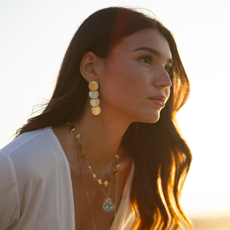 Thumbnail of Sun Kissed Seashell Energy Earrings - Gold image