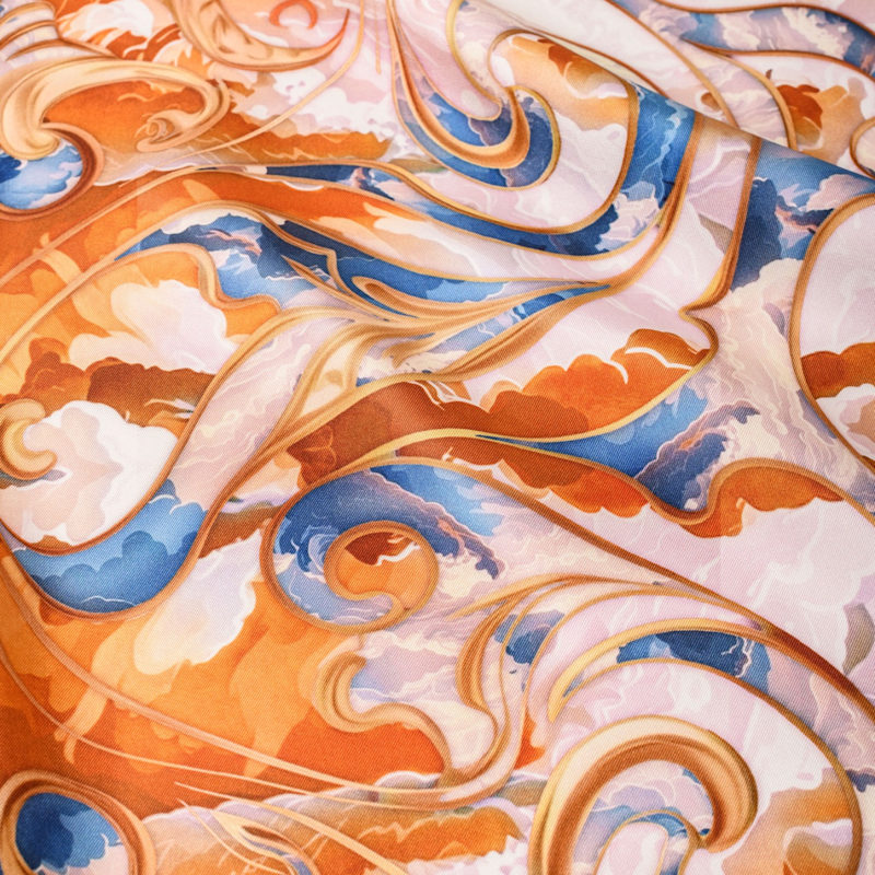 Orange Designer Silk Scarf – Square, Mulberry Twill | Kargede