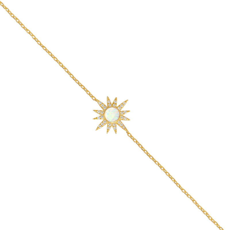 Thumbnail of Sun Sterling Silver White Opal Bracelet In Gold image