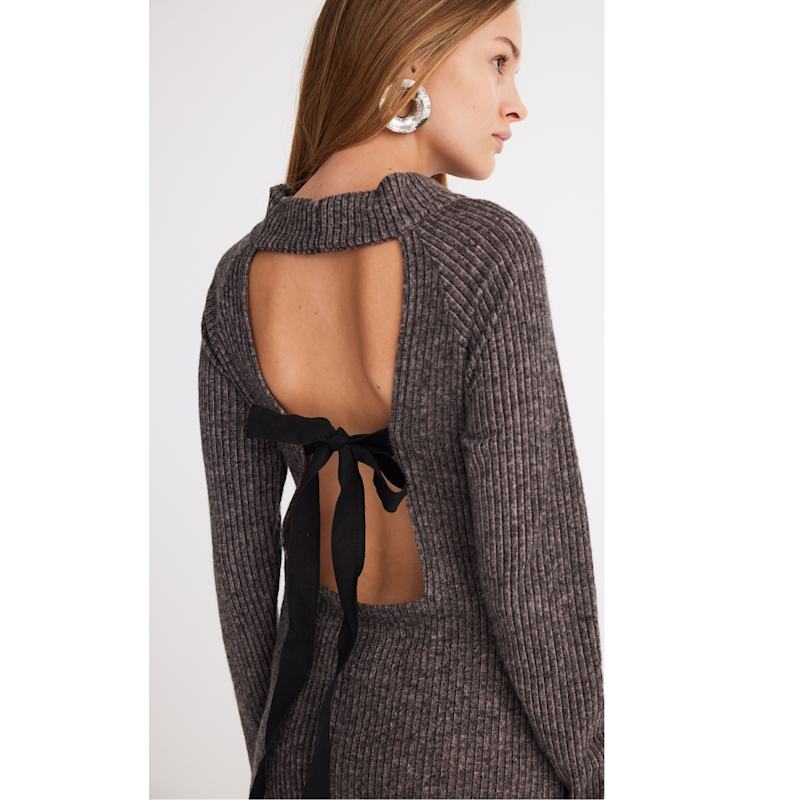 princess polly baby blue dress Backless Maxi Knit Dress F(ONE Size) / Charcoal Gray main image 0