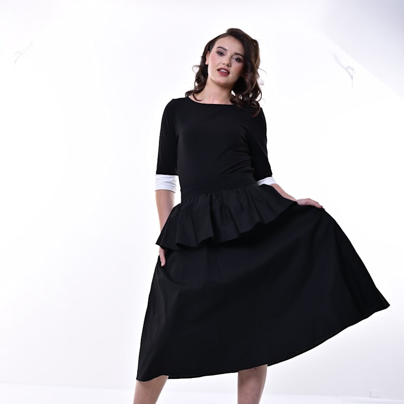 Thumbnail of Sunset Peplum Midi Skirt In Black image
