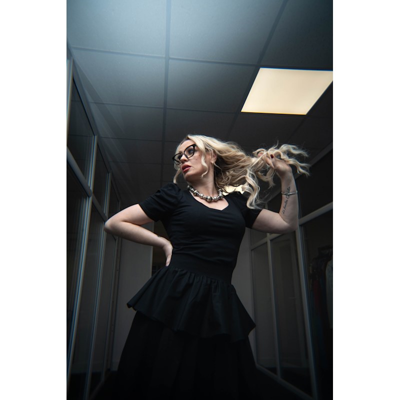 Thumbnail of Sunset Peplum Midi Skirt In Black image