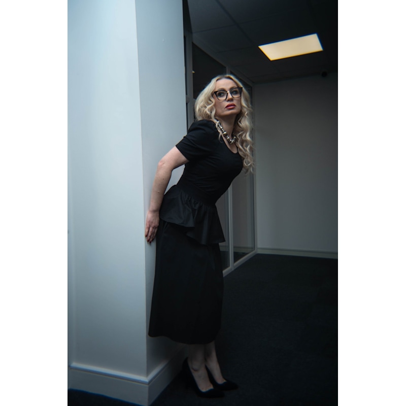 Thumbnail of Sunset Peplum Midi Skirt In Black image