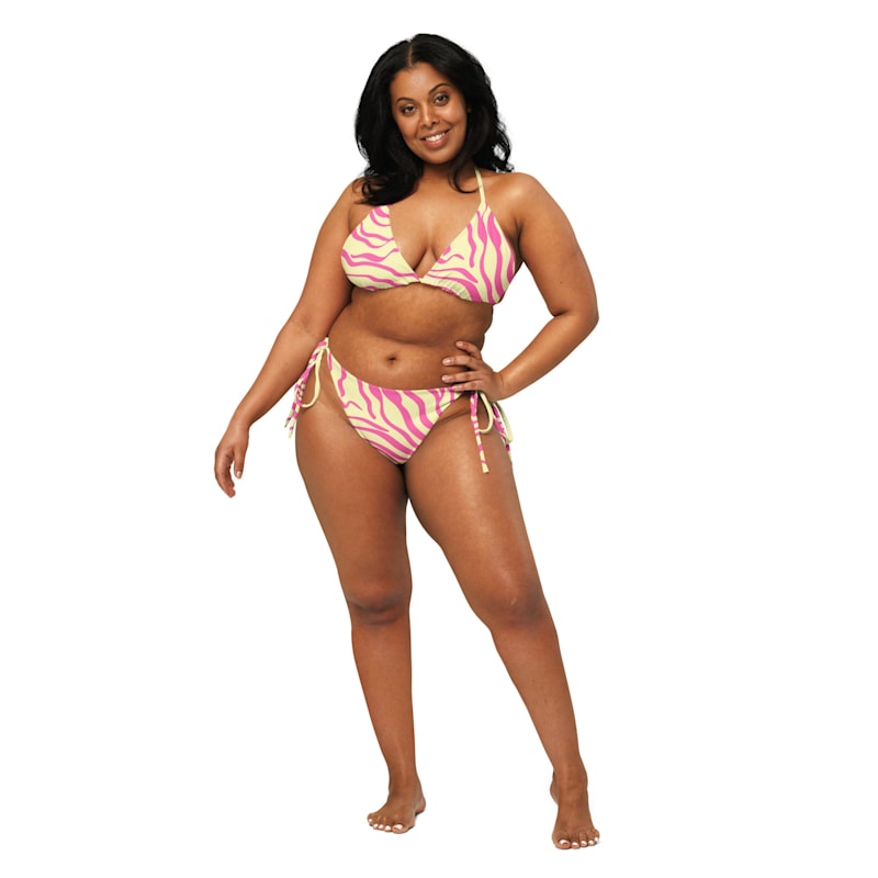 Thumbnail of Sunset Stripes Recycled Butter Yellow String Bikini image