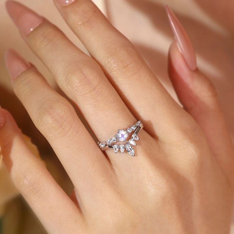 Thumbnail of The Center Of The Universe Moonstone Ring White Gold Vermeil image