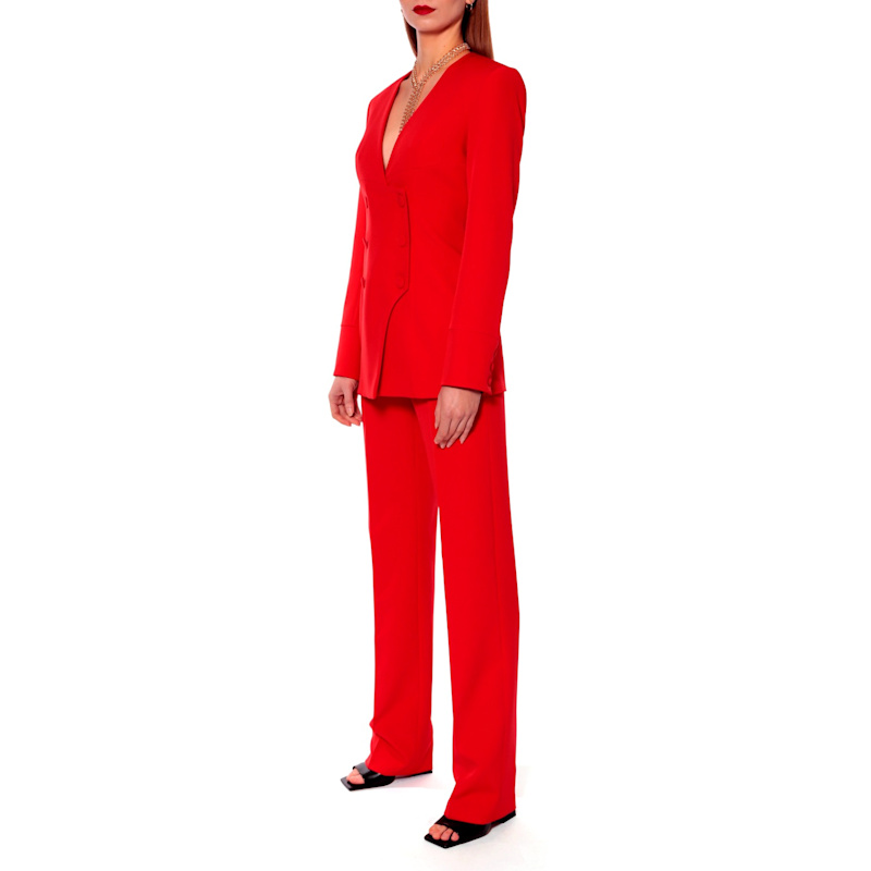 Thumbnail of Susana Fiery Red Double Breasted Feminine Blazer image