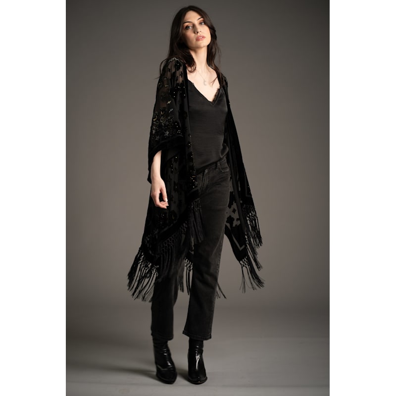 Thumbnail of Suzi Skull Black Devore Kimono image