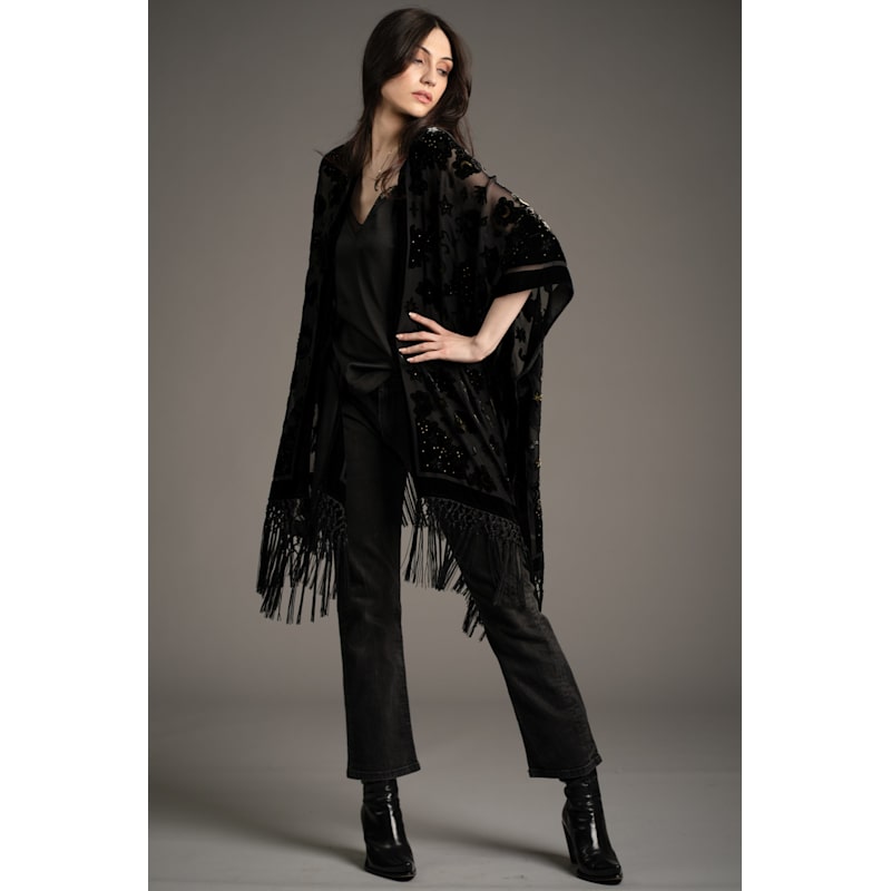 Thumbnail of Suzi Skull Black Devore Kimono image
