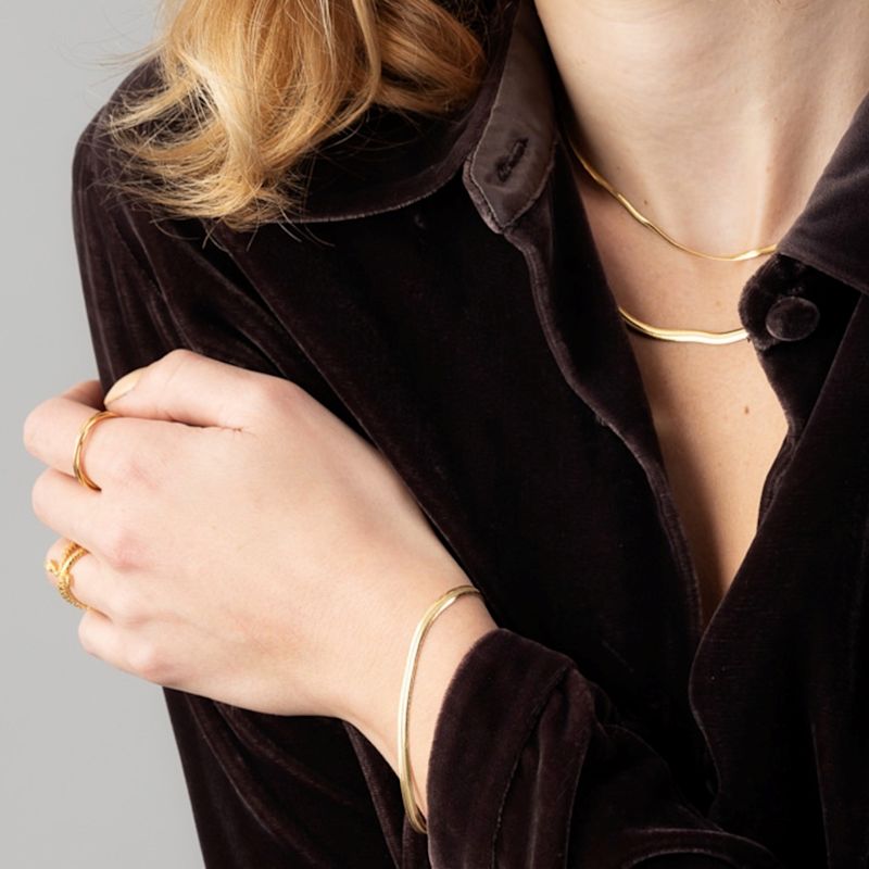 Thumbnail of Gold Flat Snake Chain Bracelet image