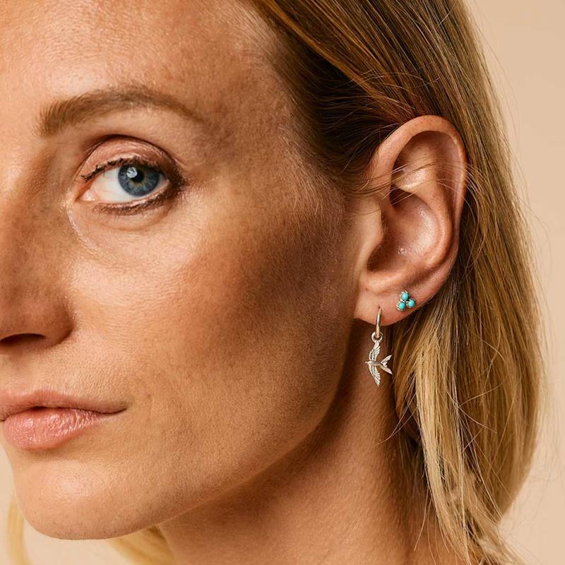 Thumbnail of Swallow In Flight Silver Hoop Earrings image