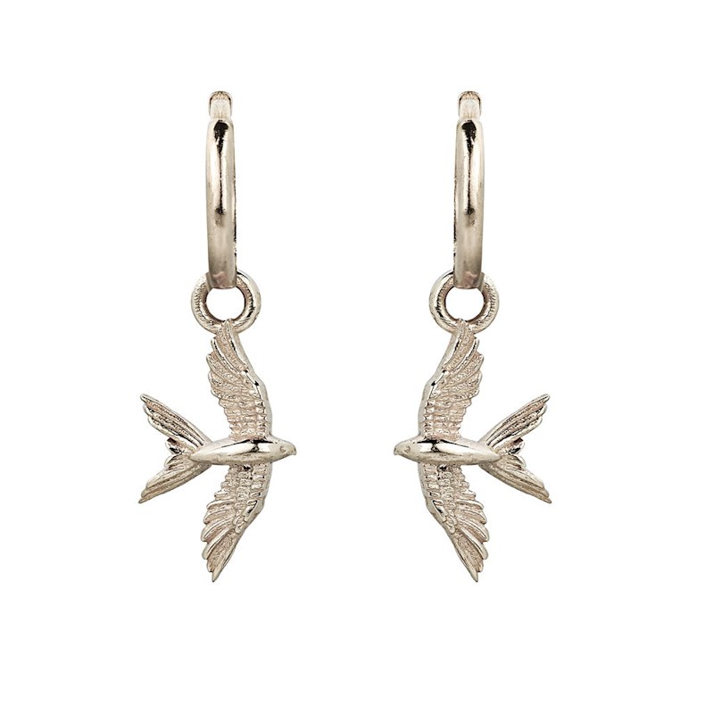 Thumbnail of Swallow In Flight Silver Hoop Earrings image