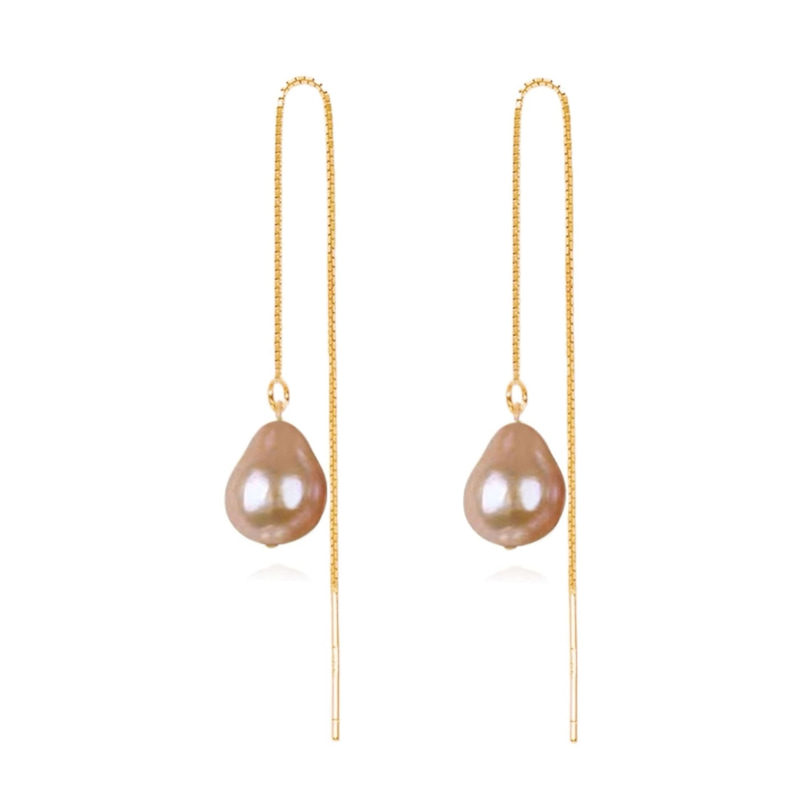 Thumbnail of Sweet Hue Pearl Threader Earrings - Pink image